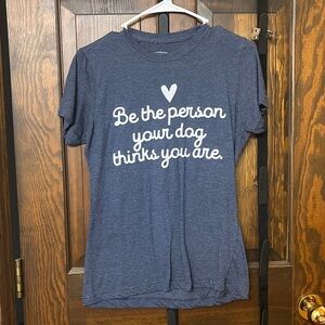 Blue Graphic T-Shirt with Heart and Quote